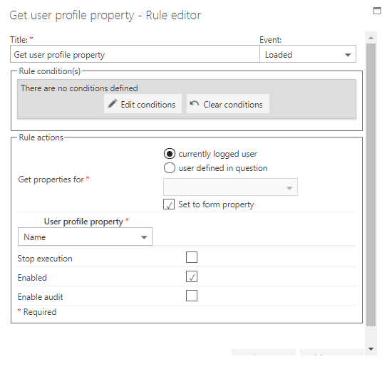 Get user profile property on Office 365 FlowForma