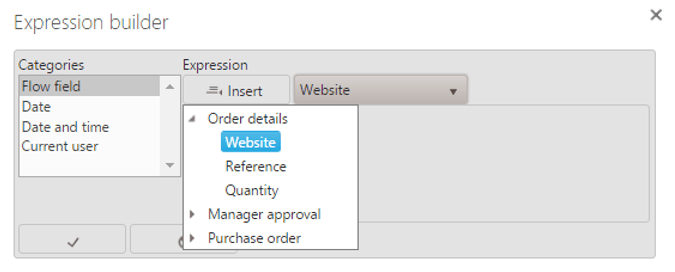 Building the expression: adding the first field