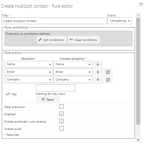 Create HubSpot contact rule