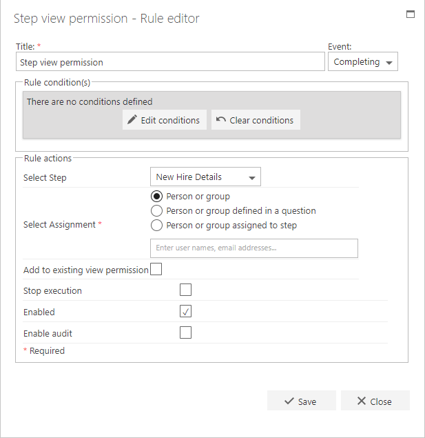 Step view permission rule