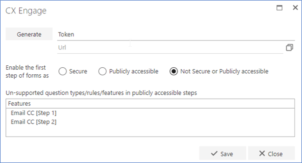 CX configuration screen