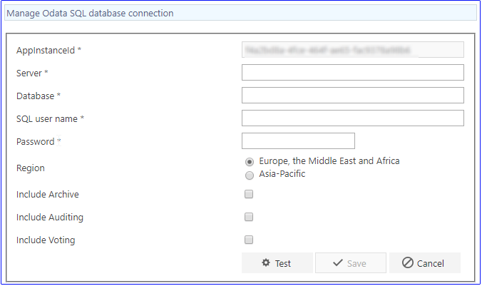 Add SQL connection screen