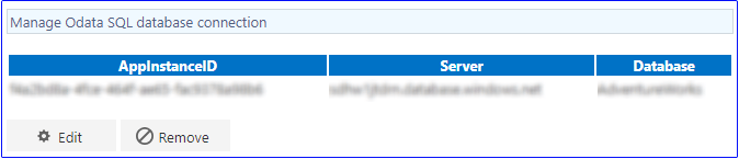 Saved SQL connection displayed