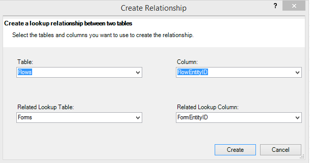 Create relationship option on the design ribbon