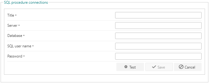 New SQL database connection form