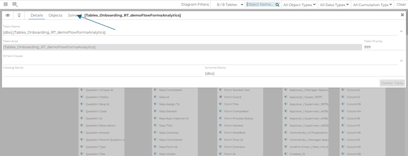 Newly generated table with joins option