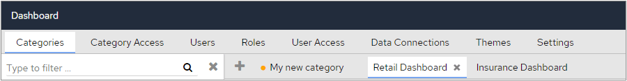 Retail Dashboard category selected