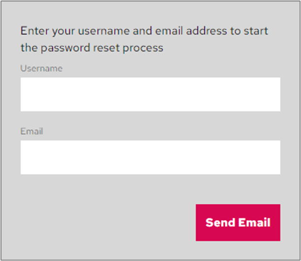 Forgotten password screen