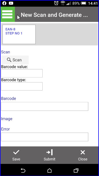 Form with barcode scanner button