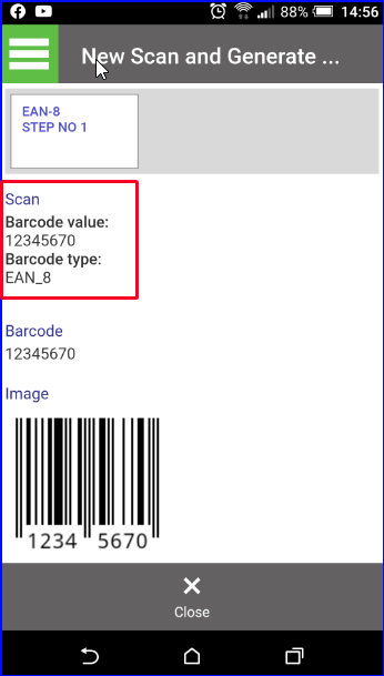 Generated barcode and image on form