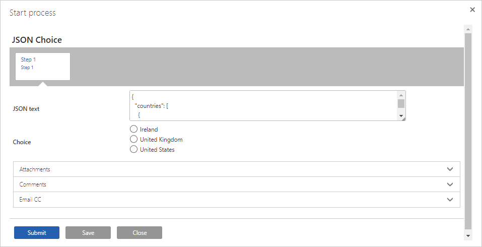 Country names as choice values
