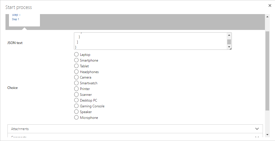 Product names as choice values