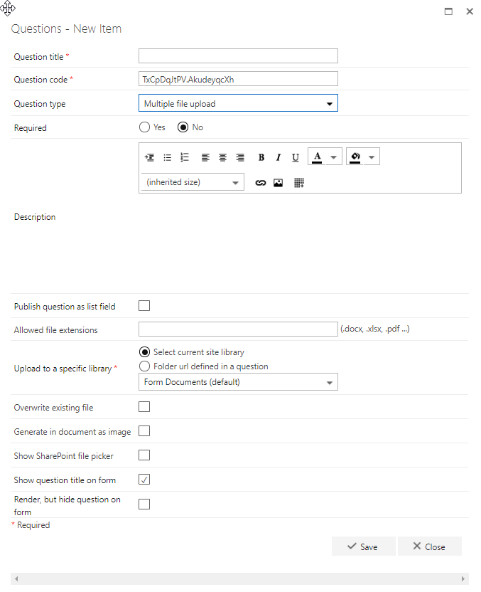 Multiple file upload question definition