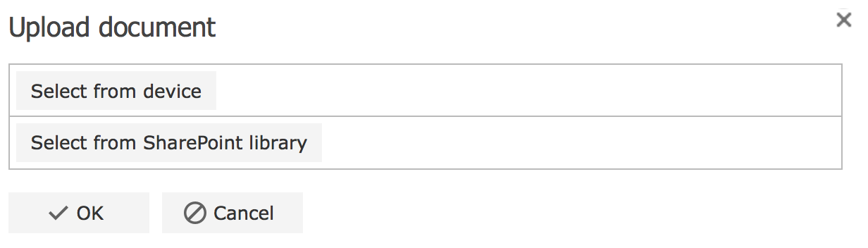 Select from device and SharePoint library options