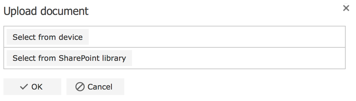 Select from device and SharePoint library options