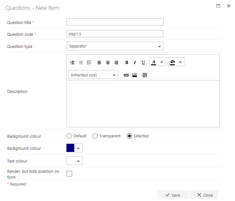Separator question settings