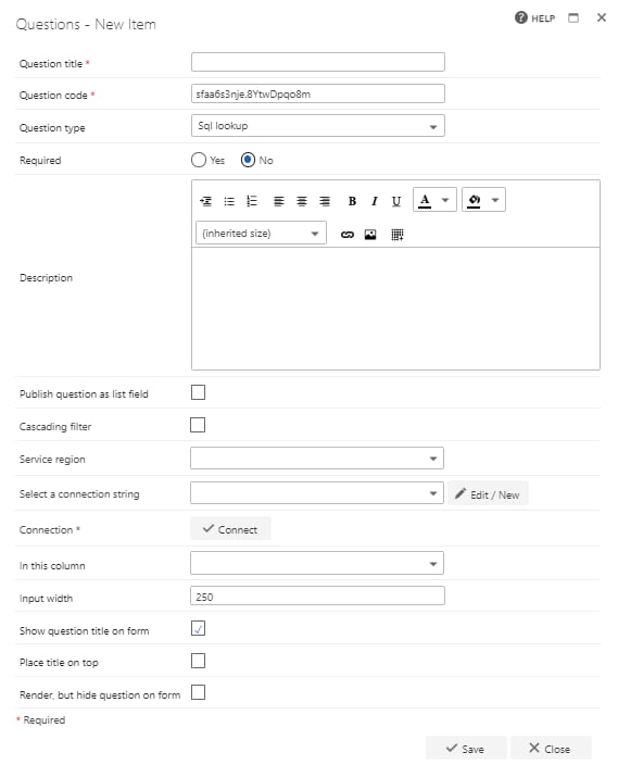 SQL lookup question configuration