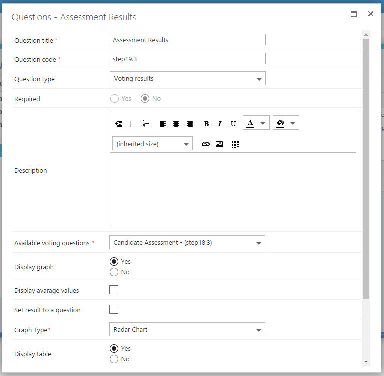 Voting result question configuration