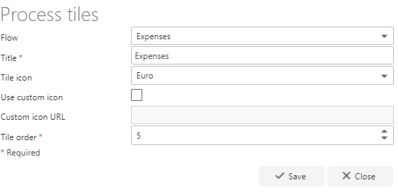 Add process tile form