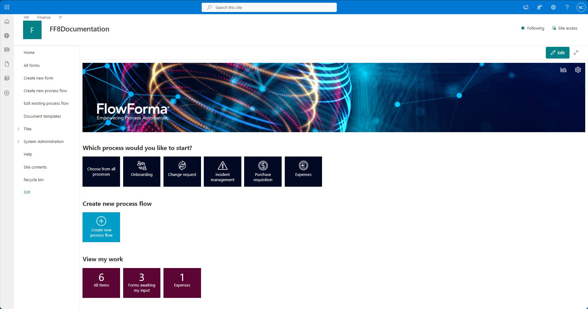 FlowForma site homepage
