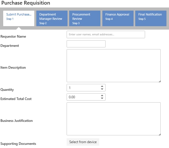 Questions on a form step