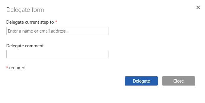 Delegate step dialog