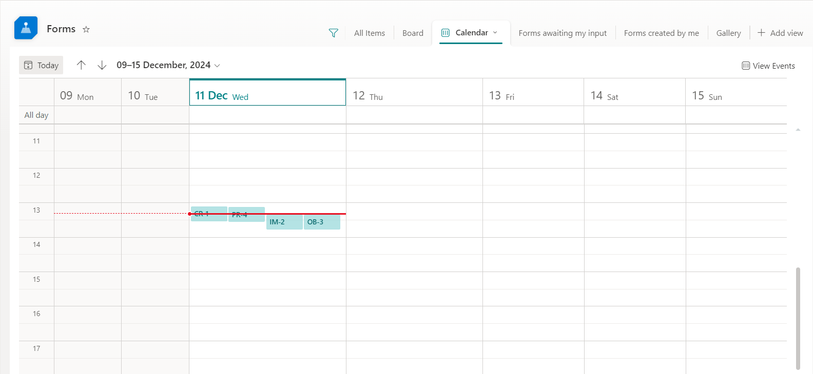 Calendar view