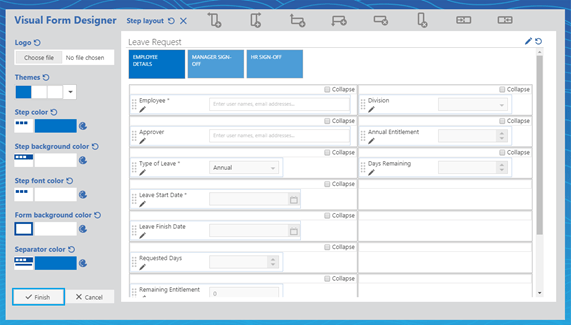 Form with a custom theme applied