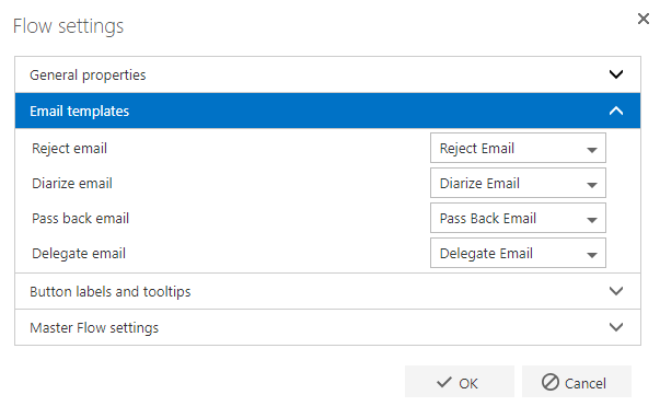 Email templates settings