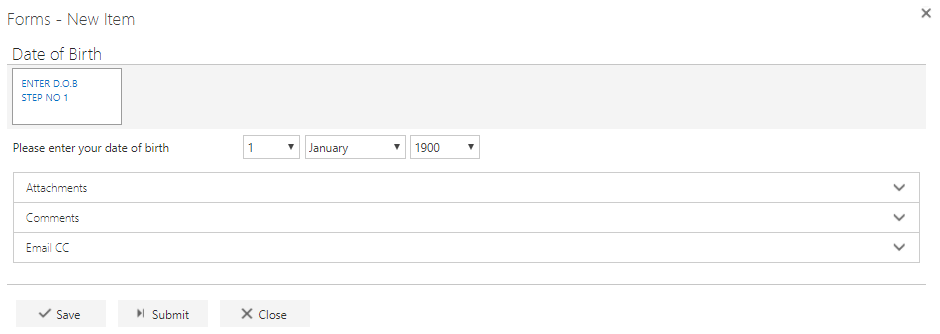 Date of Birth question on the form