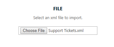 The File section of the import dialog with an XML file selected
