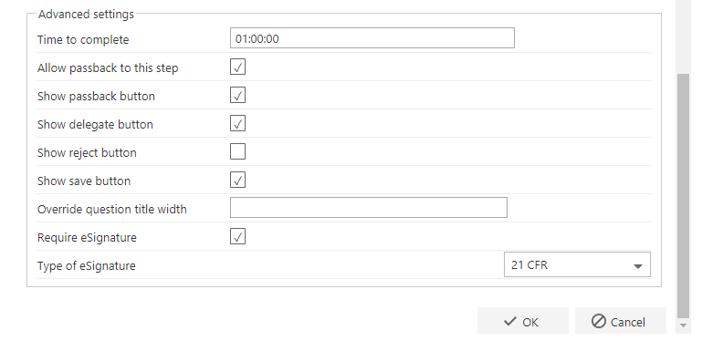 Signature settings