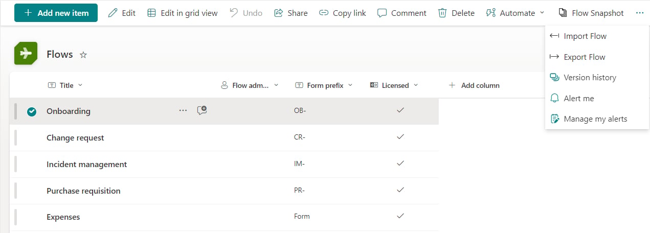 Flow Snapshot option in the ribbon