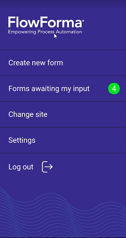Mobile app menu options
