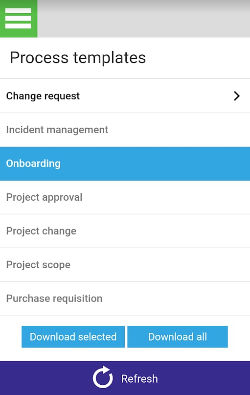 Selecting an individual template to download