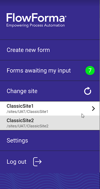 Change site list