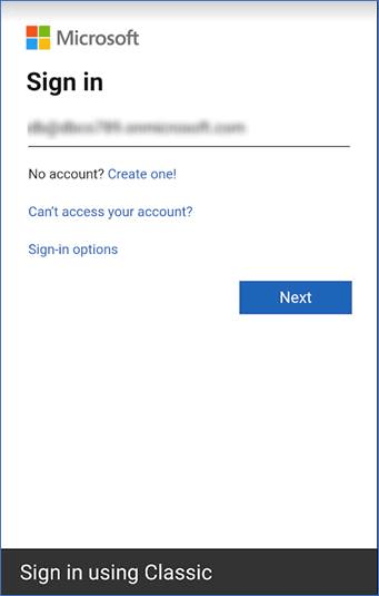 Office 365 email login screen