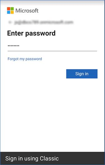 Password entry screen