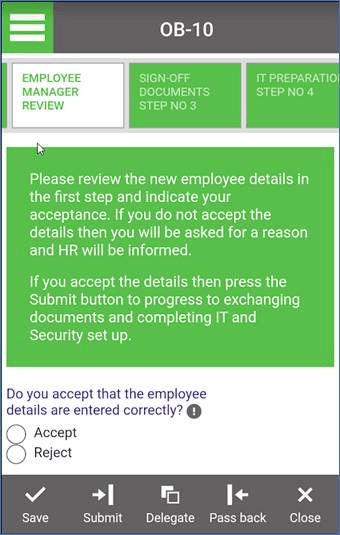 Open form on the Mobile App