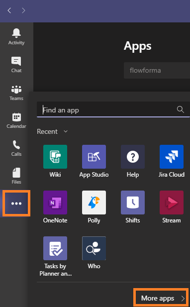Teams left navigation More Apps option
