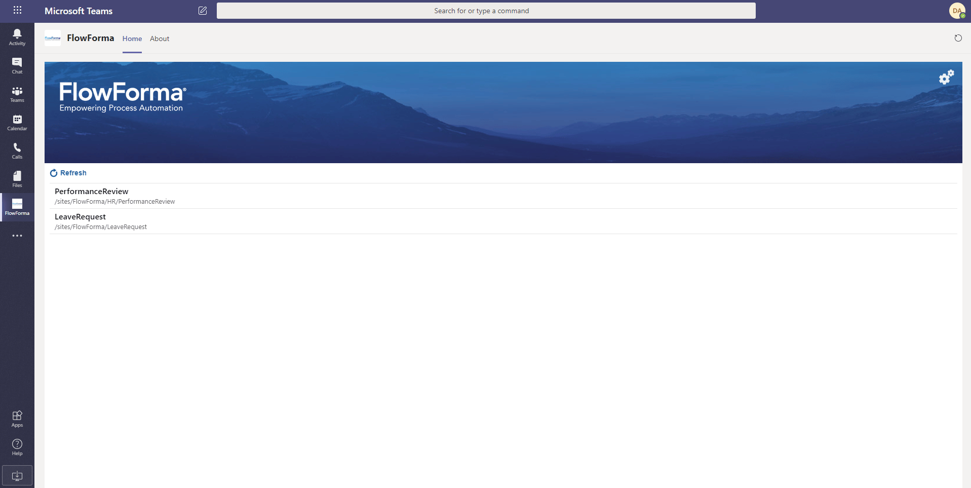 Site selection page listing available sites