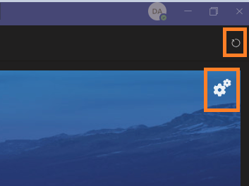 Refresh icon and settings cog