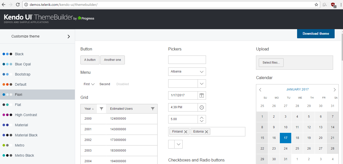Kendo UI theme builder