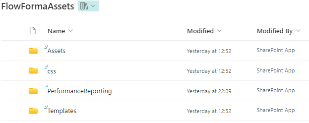 FlowFormaAssets document library showing its folders