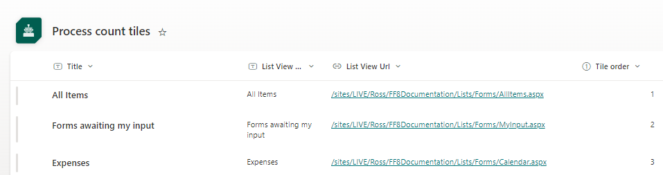 Process count tiles list with new item