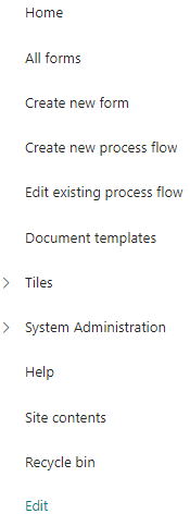 Navigation links menu
