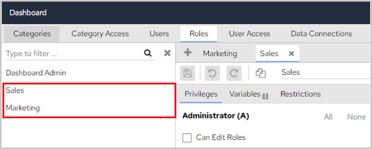 Roles displayed by ordering position