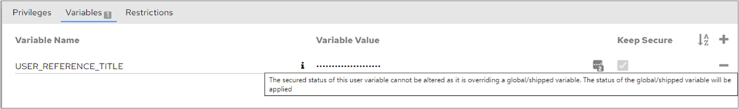 Warning that variable matches a secure System Variable