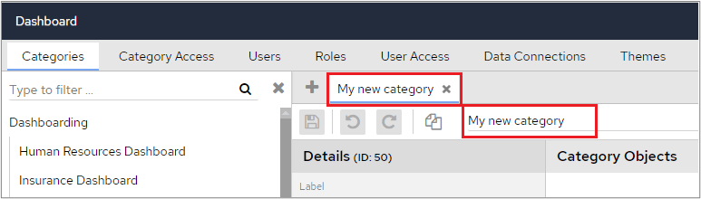 Selected category highlighted