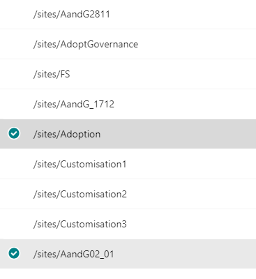 Selecting site collections to apply changes to